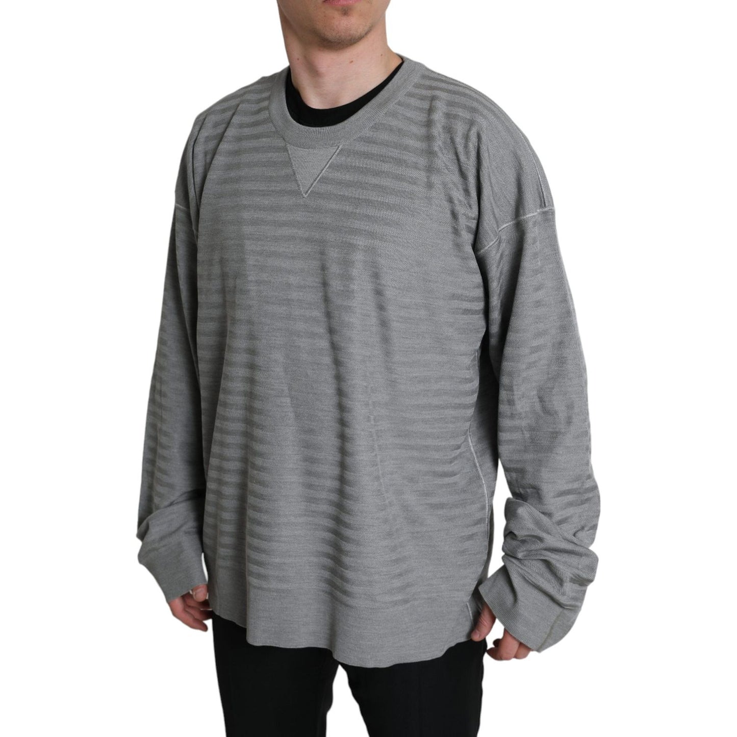 Dolce & Gabbana Gray Crewneck Pullover Silk Top Sweater SIG20531-48