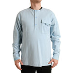 Dolce & Gabbana Light Blue Cotton Buttoned Pullover Sweater TSH84730-48