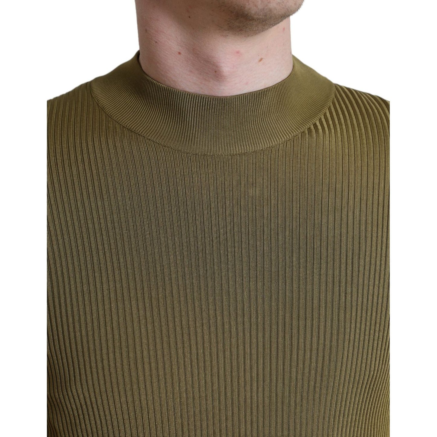 Dolce & Gabbana Army Green Viscose Crewneck Pullover Sweater TSH84754-48