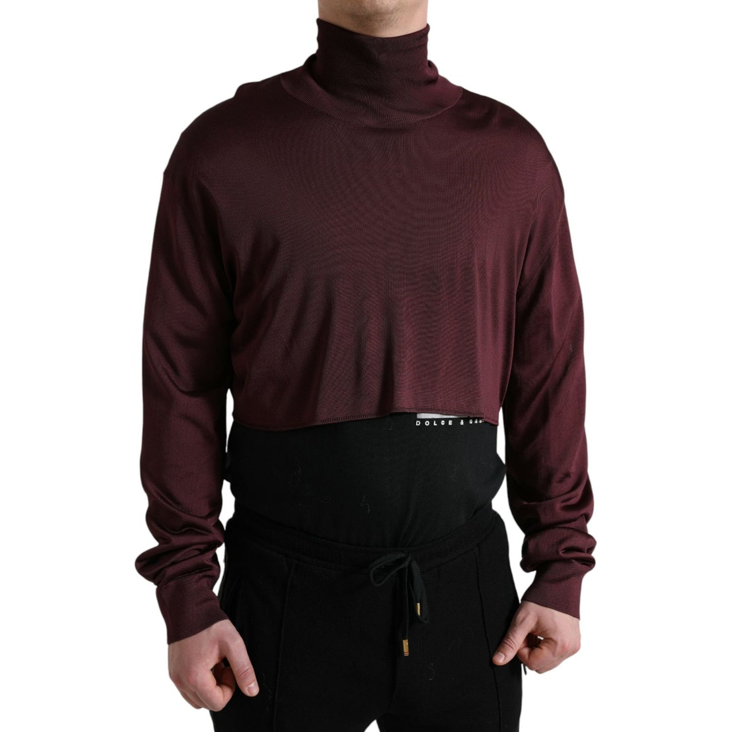 Dolce & Gabbana Maroon Viscose Turtleneck Pullover Sweater TSH84755-48