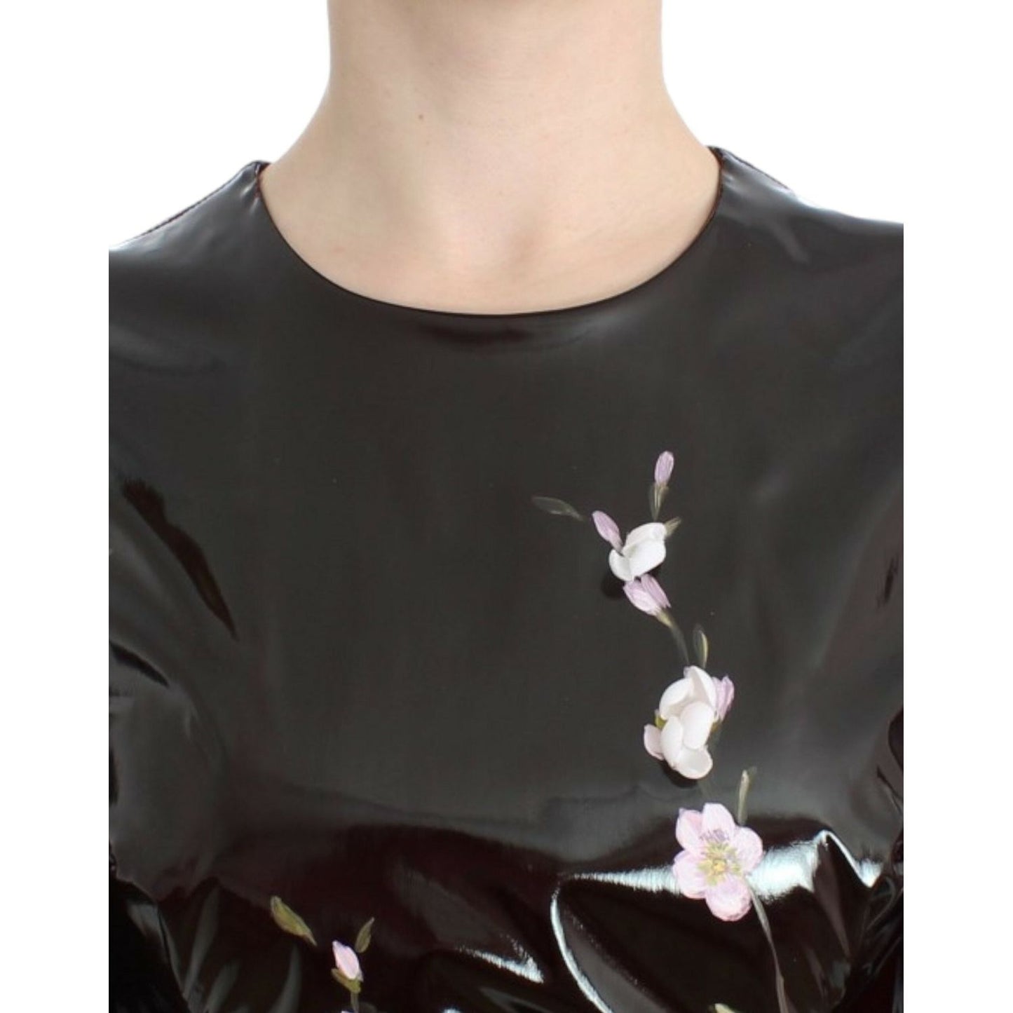 Dolce & Gabbana Black patent floral HANDPAINTED dress SIG12063-1