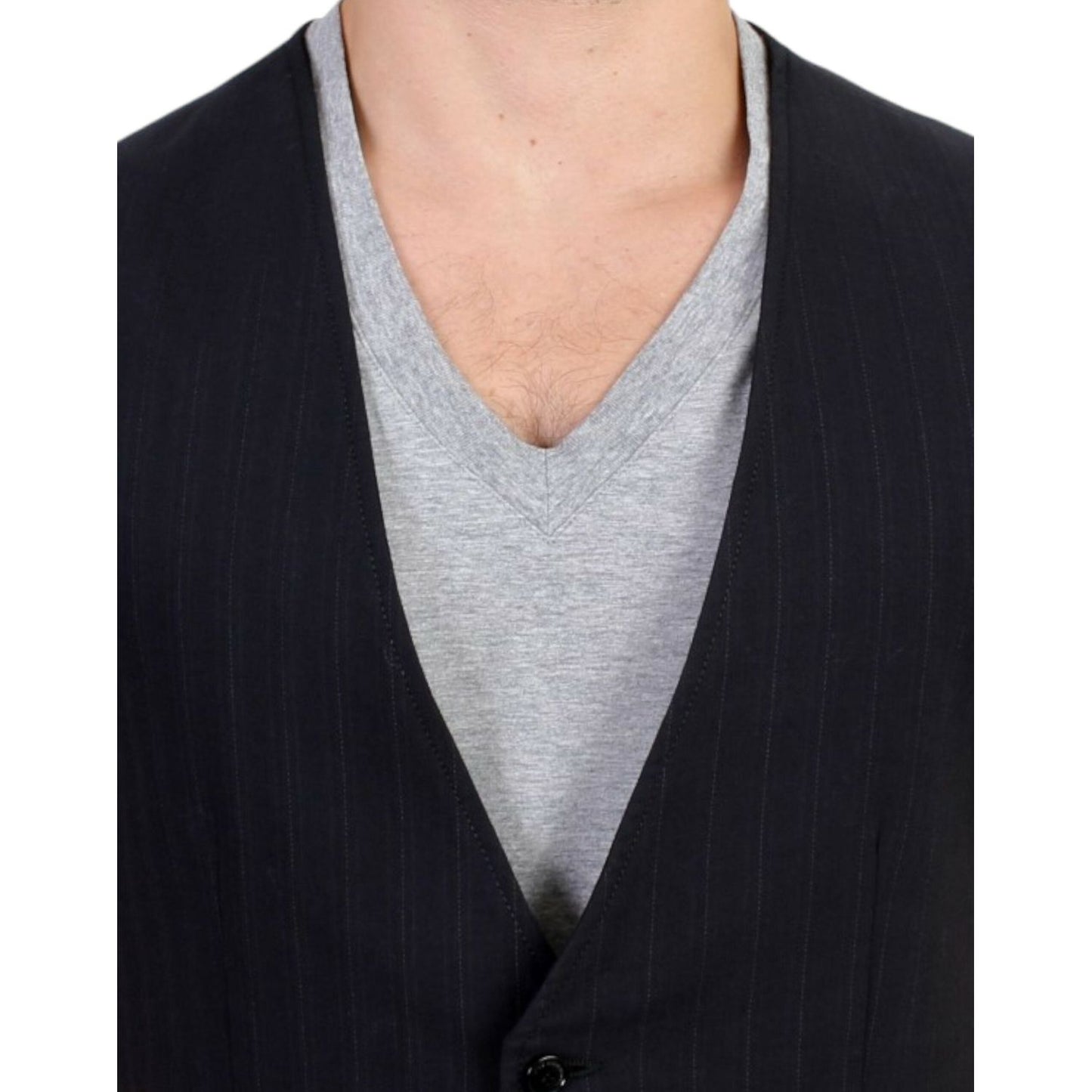 Costume National Black striped cotton casual vest SIG10772-1