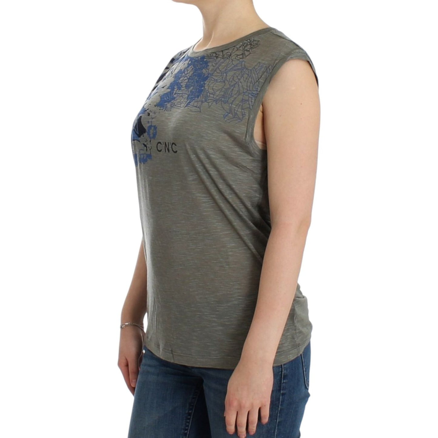Costume National Gray print sleeveless t-shirt SIG12531-4