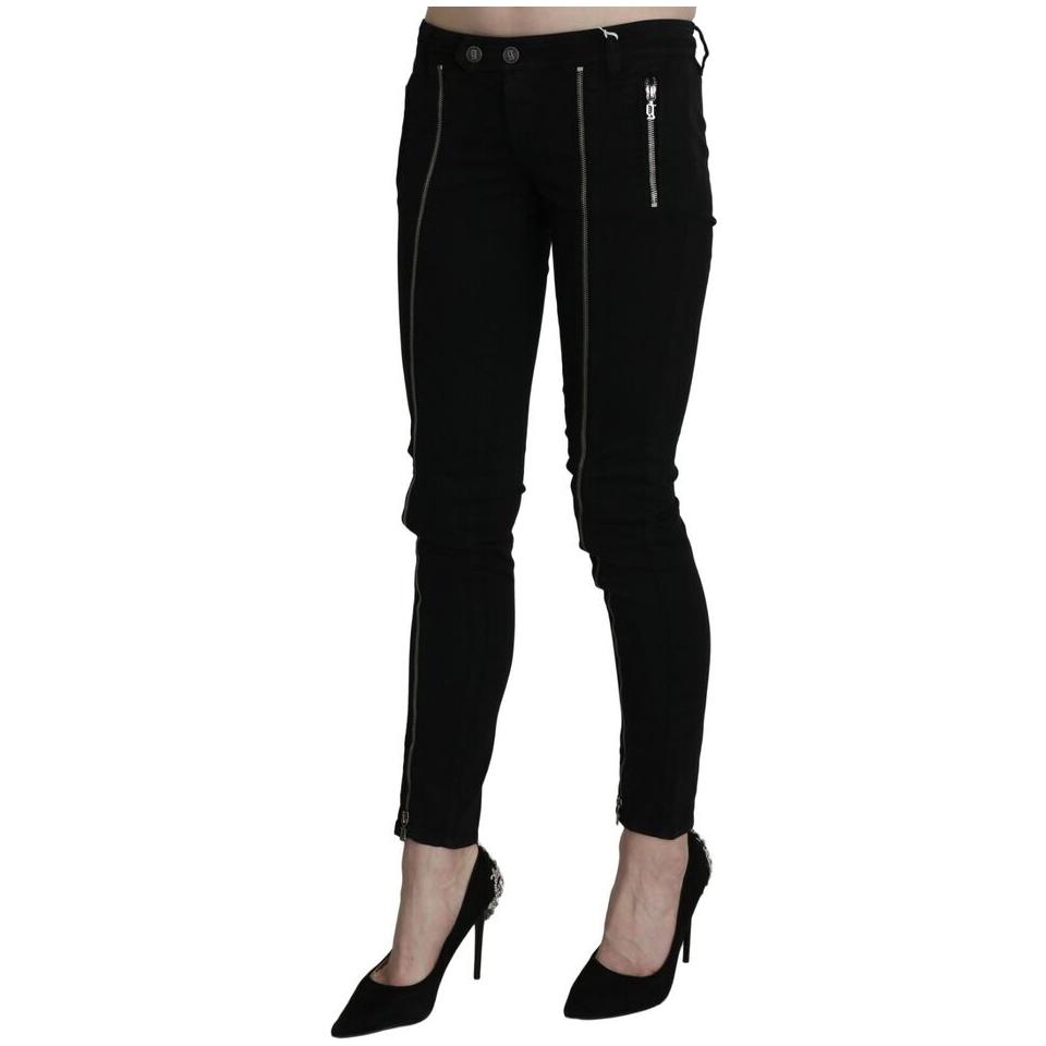 Dolce & Gabbana Black Low Waist Zipper Cropped Skinny Denim Pants PAN70463-26