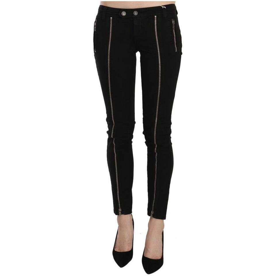 Dolce & Gabbana Black Low Waist Zipper Cropped Skinny Denim Pants PAN70463-26