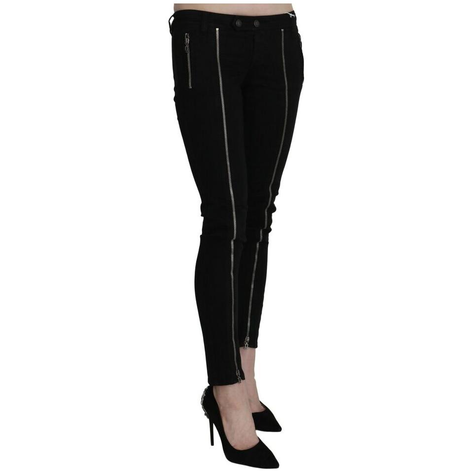 Dolce & Gabbana Black Low Waist Zipper Cropped Skinny Denim Pants PAN70463-26