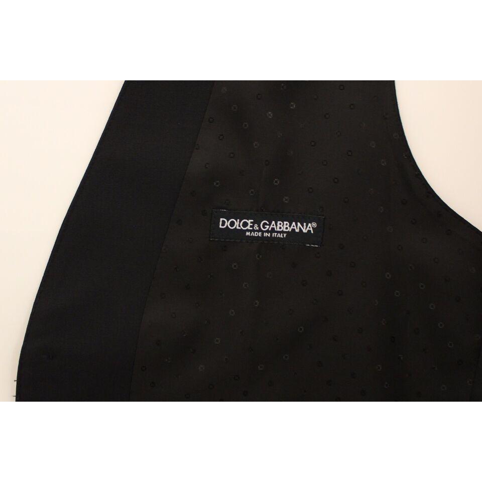 Dolce & Gabbana Black Wool Silk Stretch Dress Vest Blazer VES10054-1