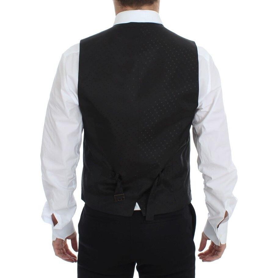Dolce & Gabbana Black Wool Silk Stretch Dress Vest Blazer VES10054-1