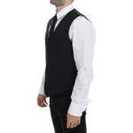 Dolce & Gabbana Black Wool Silk Stretch Dress Vest Blazer VES10054-1