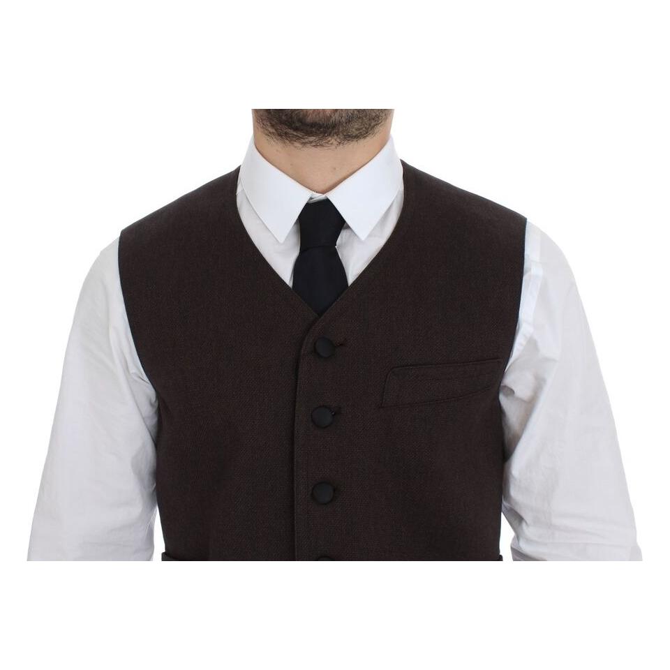 Dolce & Gabbana Brown Cotton Blend Dress Vest Gilet VES10055-1