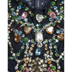 Dolce & Gabbana Blue Crystal Floral Lace Long Gown Dress DR1665-38