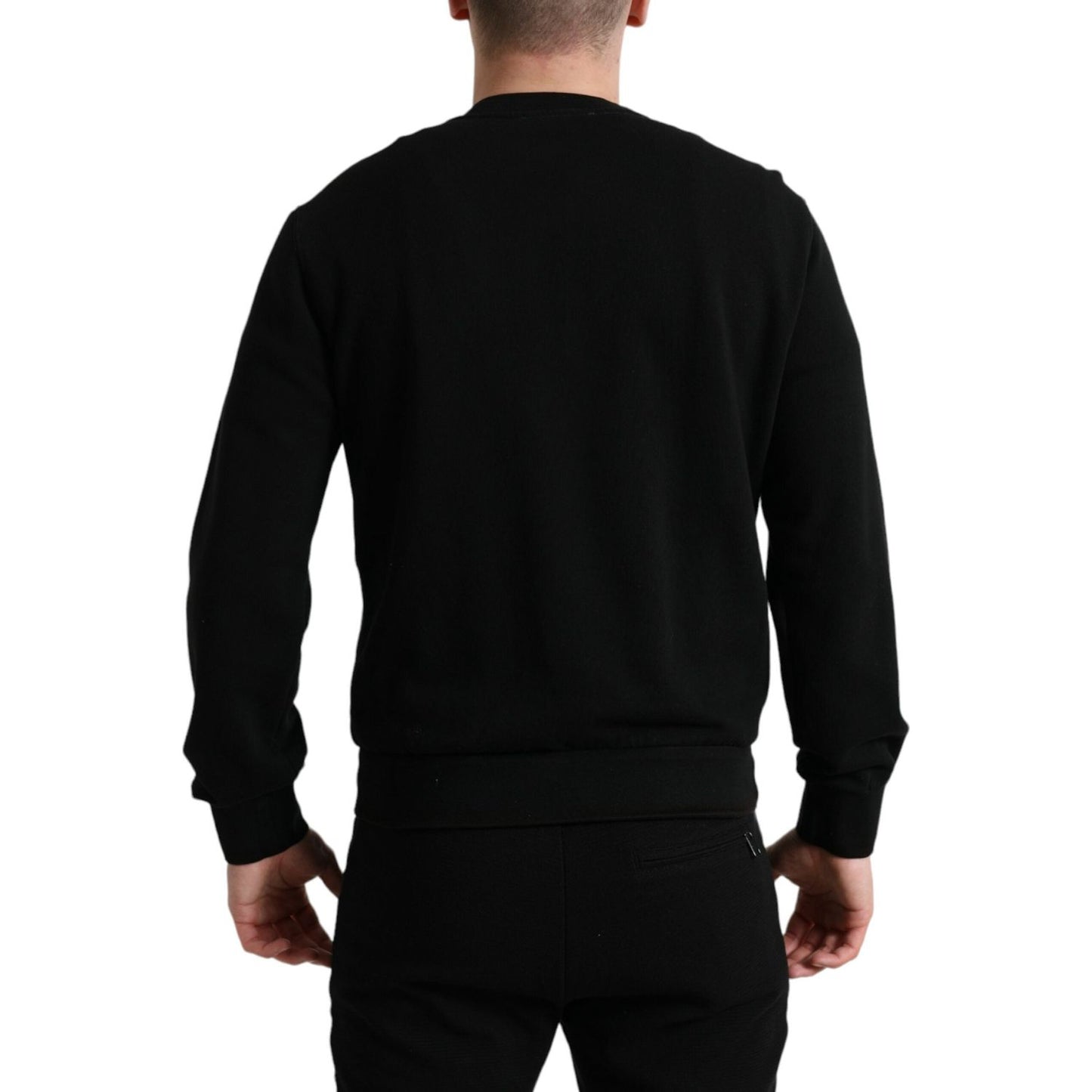 Dolce & Gabbana Black Cotton Crew Neck Men Pullover Sweater TSH84775-50
