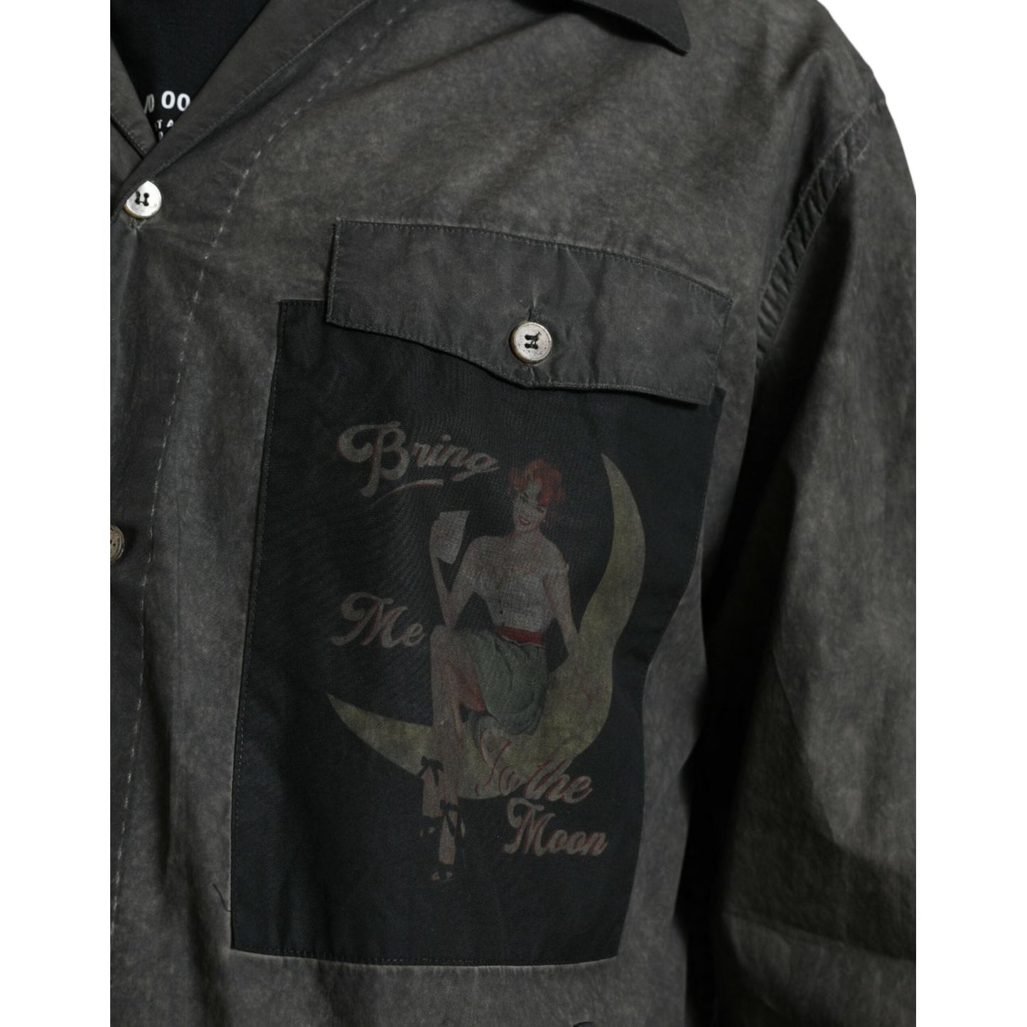 Dolce & Gabbana Dark Gray Cotton Collared Long Sleeves Shirt TSH84743-41