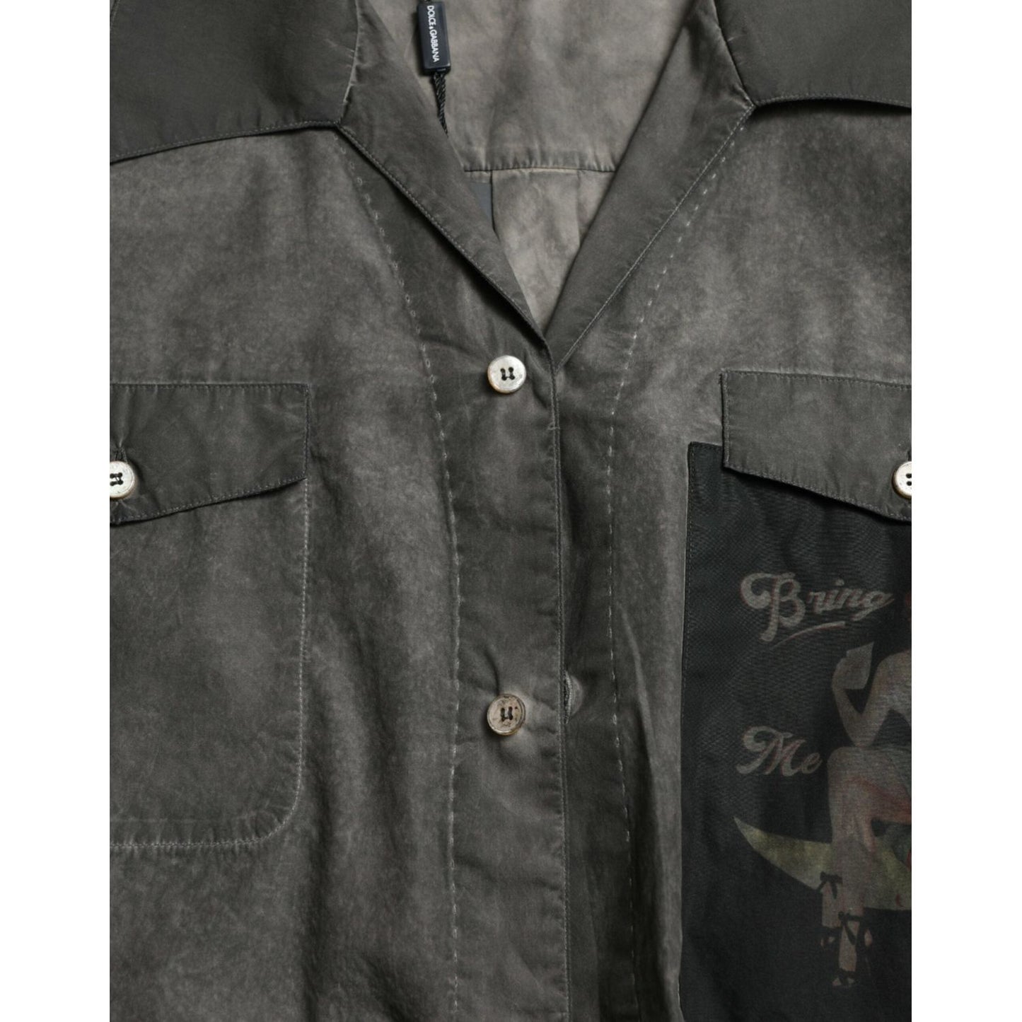 Dolce & Gabbana Dark Gray Cotton Collared Long Sleeves Shirt TSH84743-41