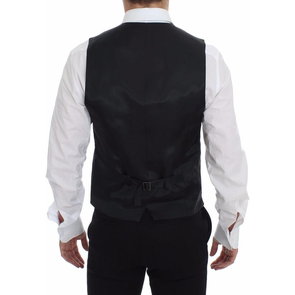 Dolce & Gabbana Gray Striped Wool Logo Vest Gilet Weste GSS12021-1
