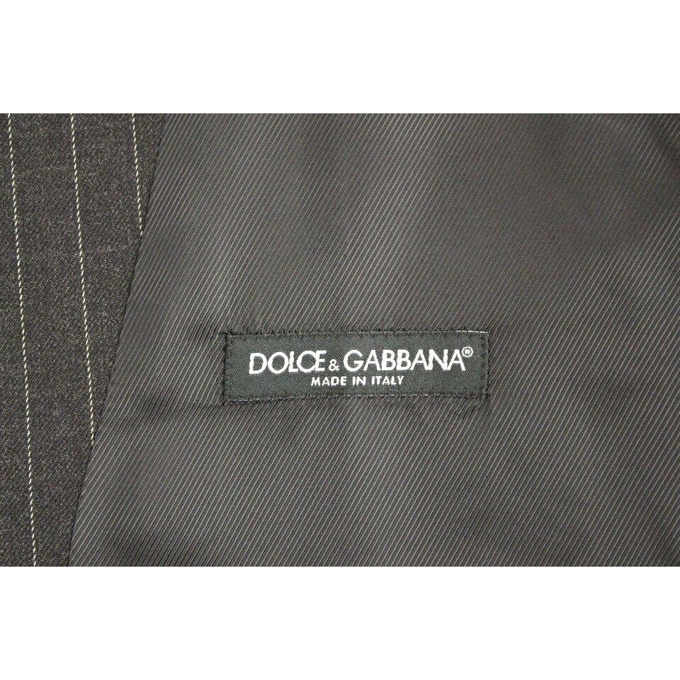 Dolce & Gabbana Gray Striped Wool Logo Vest Gilet Weste GSS12021-1
