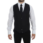 Dolce & Gabbana Black Striped Wool Single Breasted Vest GSS12006-1