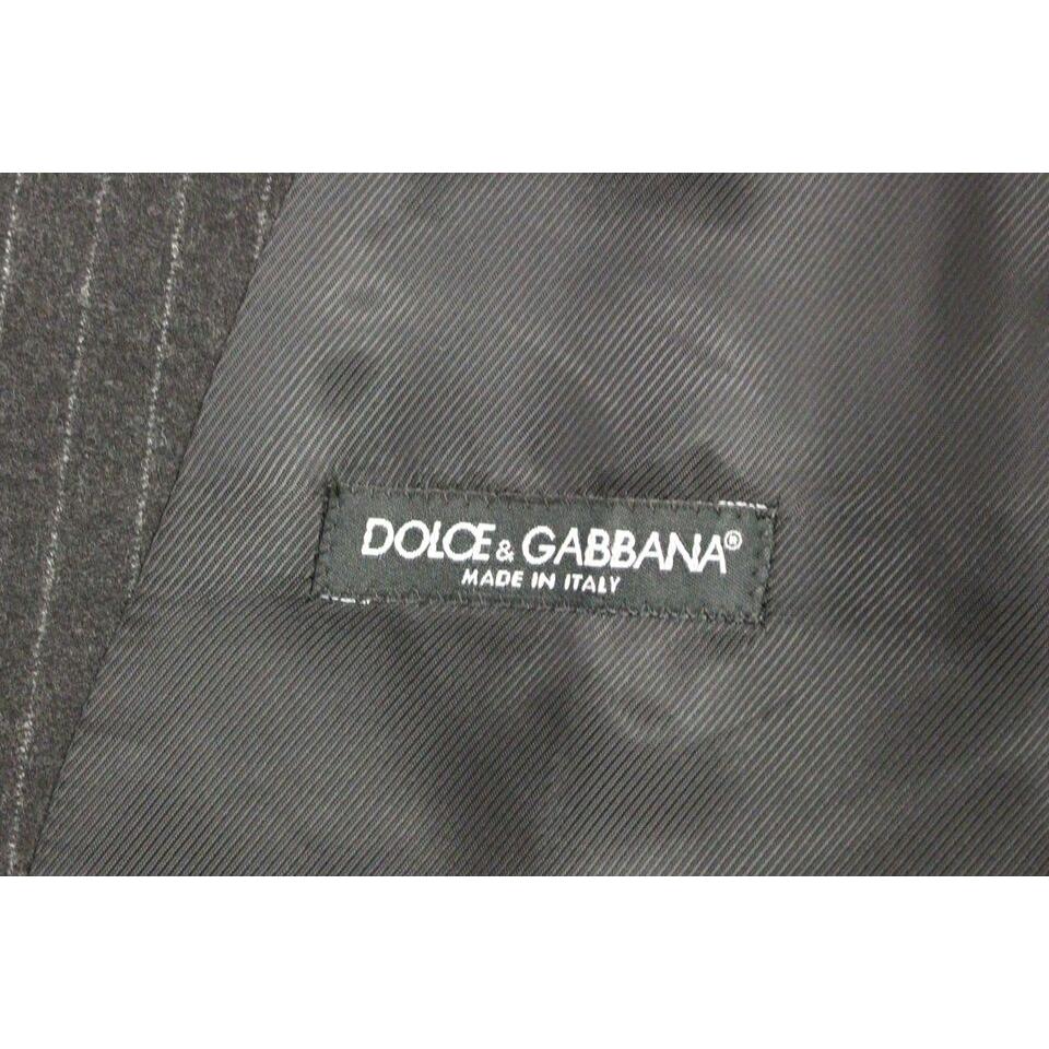 Dolce & Gabbana Gray Striped Wool Logo Vest Gilet Vests GSS12017-1