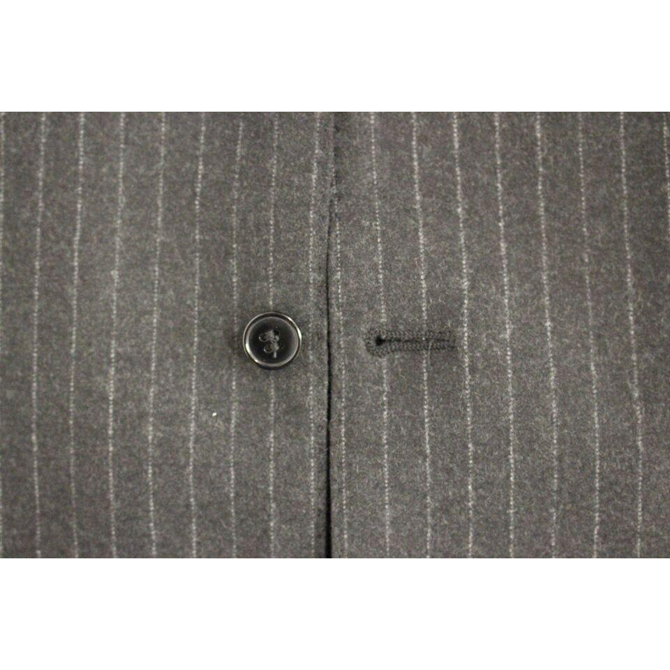 Dolce & Gabbana Gray Striped Wool Logo Vest Gilet Vests GSS12017-1