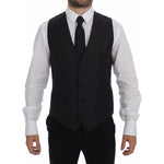 Dolce & Gabbana Gray Striped Wool Logo Vest Gilet Vests GSS12017-1