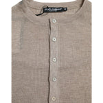 Dolce & Gabbana Henley Pullover Beige Cashmere Sweater TSH84643-46