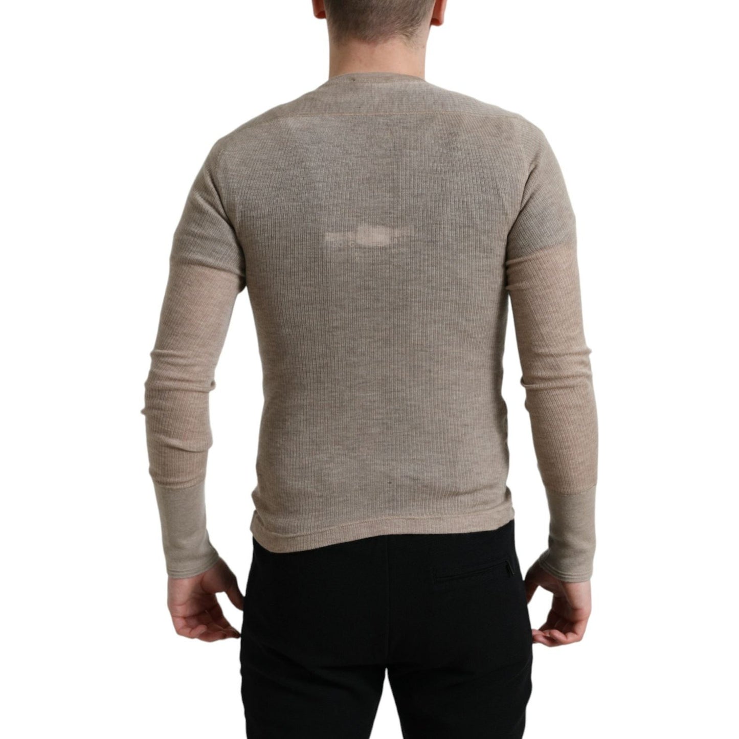 Dolce & Gabbana Henley Pullover Beige Cashmere Sweater TSH84643-46