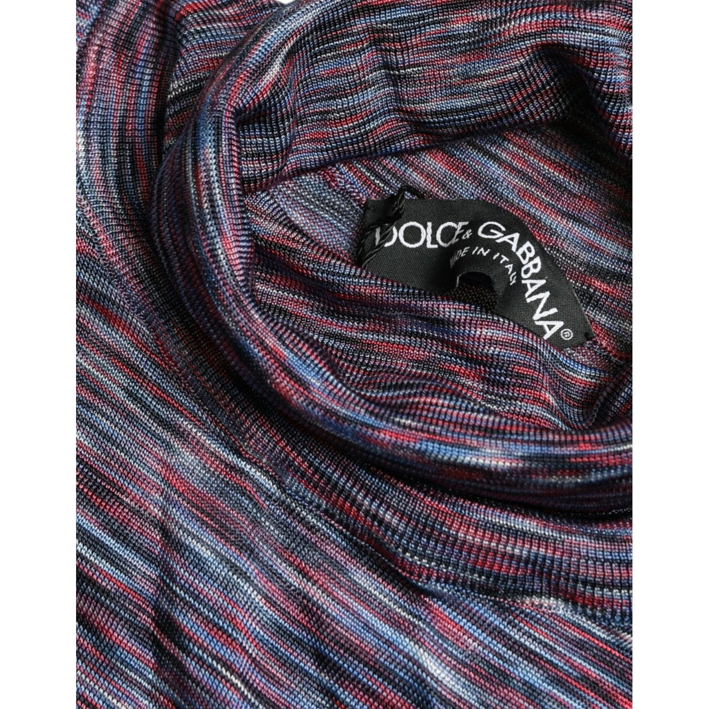 Dolce & Gabbana Blue Purple Turtleneck Pullover Sweater TSH84648-50