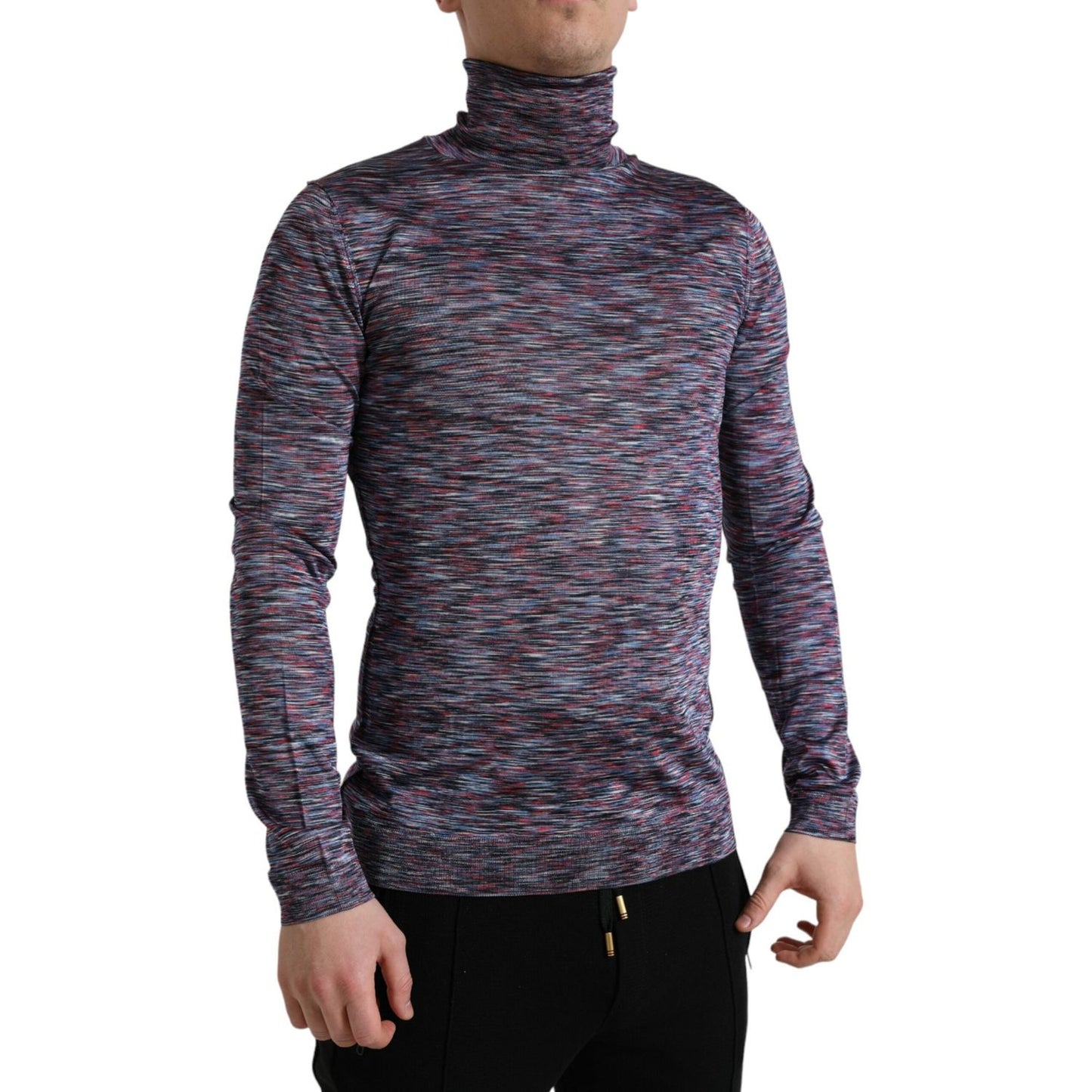 Dolce & Gabbana Blue Purple Turtleneck Pullover Sweater TSH84648-50