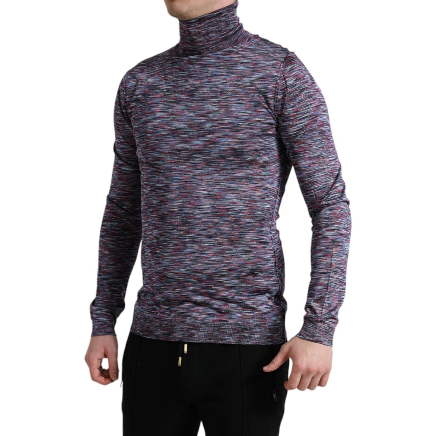 Dolce & Gabbana Blue Purple Turtleneck Pullover Sweater TSH84648-50