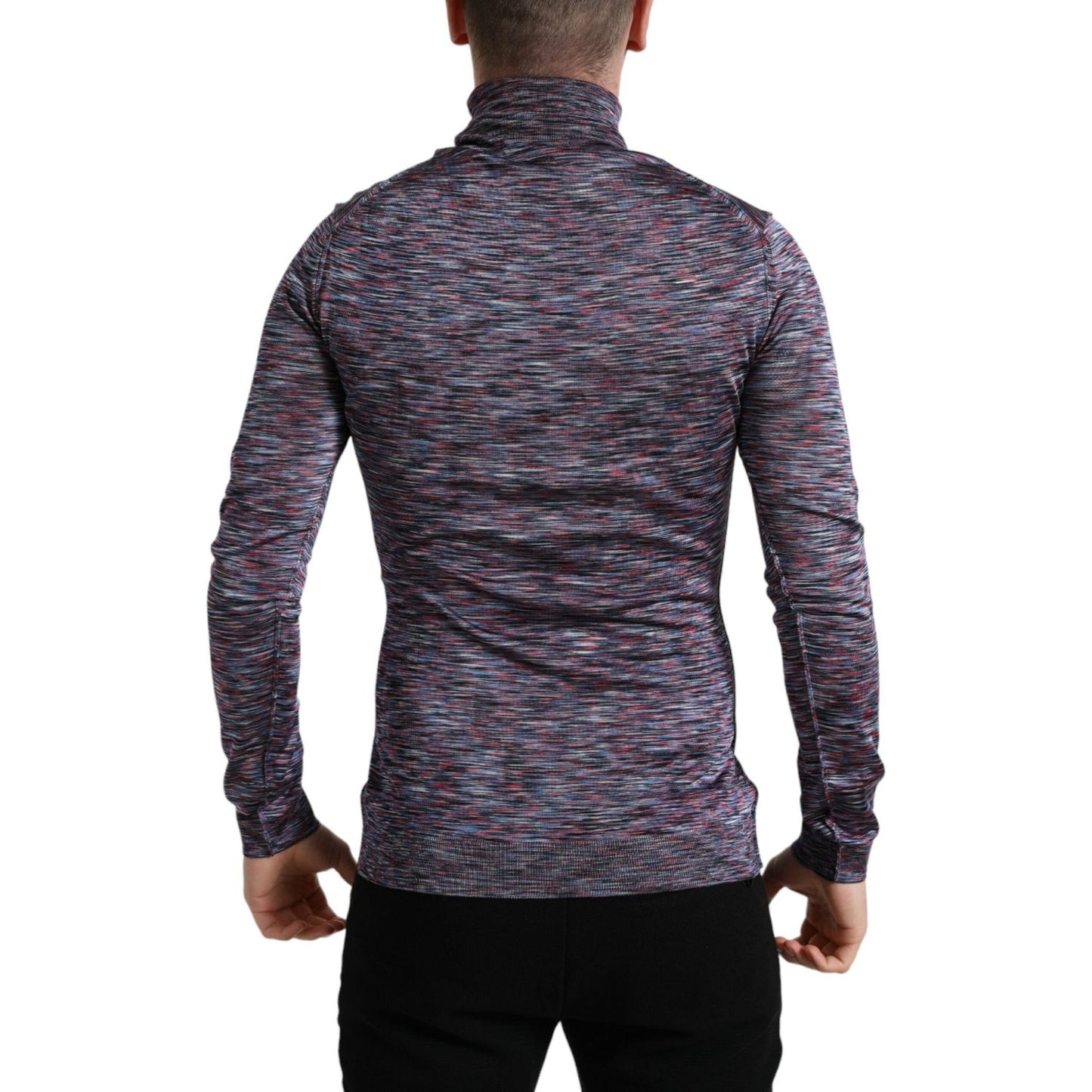 Dolce & Gabbana Blue Purple Turtleneck Pullover Sweater TSH84648-50