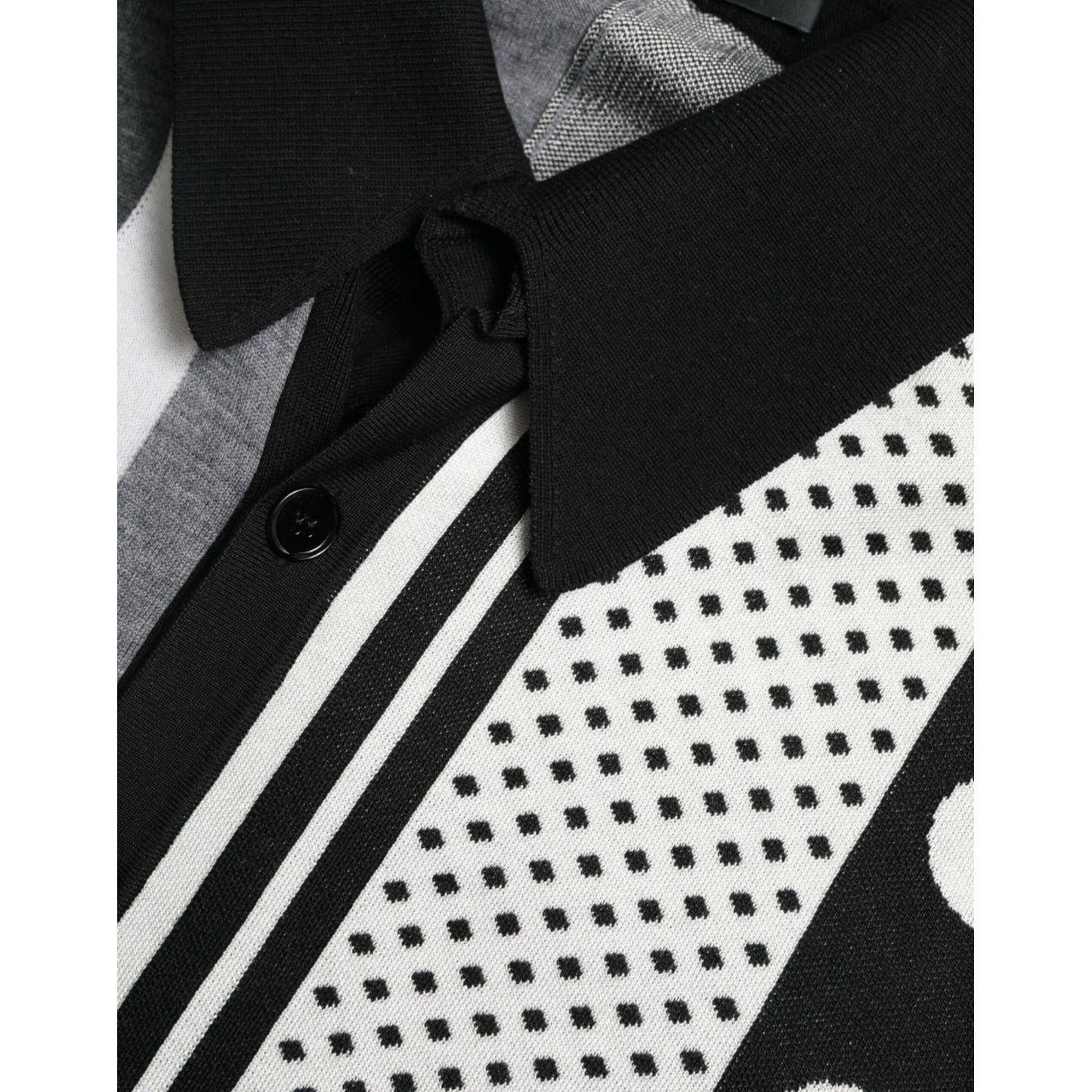 Dolce & Gabbana Black White Jumper Cardigan Polo Sweater TSH84650-46