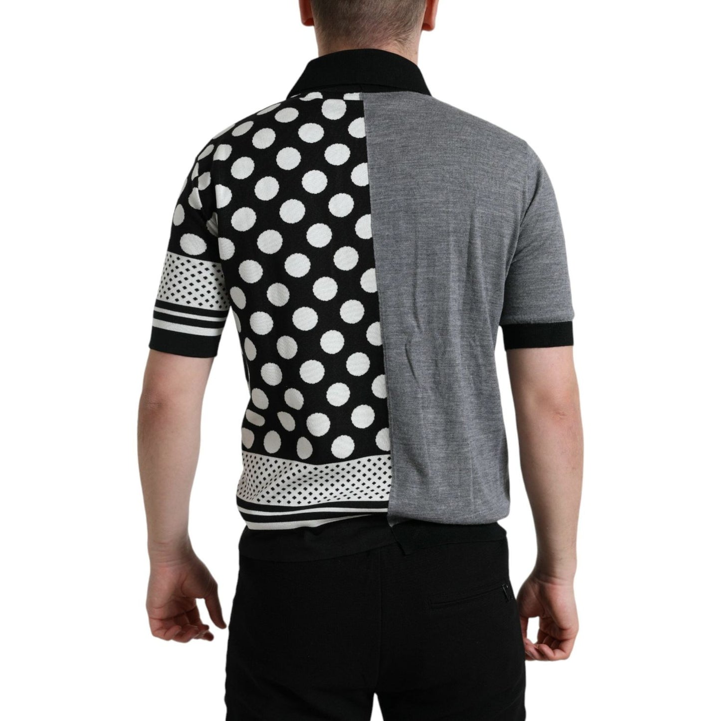 Dolce & Gabbana Black White Jumper Cardigan Polo Sweater TSH84650-46
