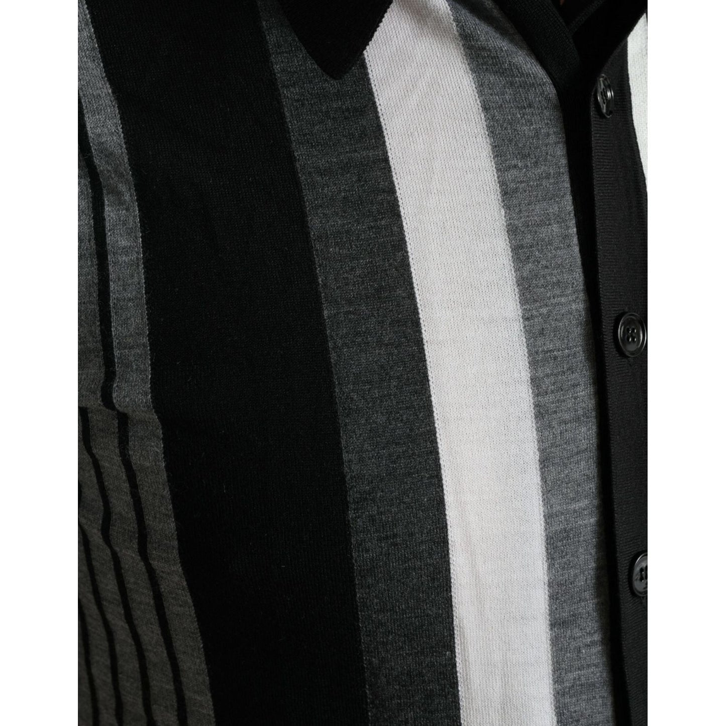 Dolce & Gabbana Black White Jumper Cardigan Polo Sweater TSH84650-46