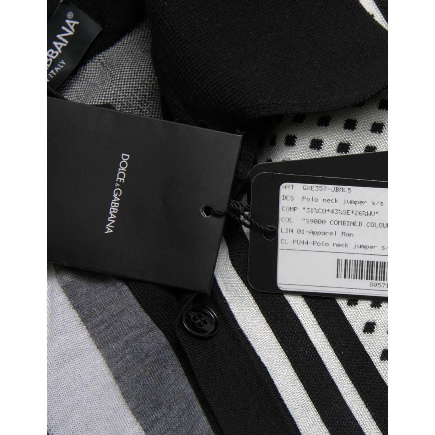 Dolce & Gabbana Black White Jumper Cardigan Polo Sweater TSH84650-46