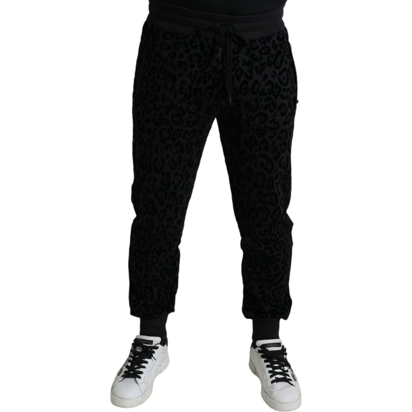 Dolce & Gabbana Black Leopard Cotton Slim Fit Jogger Pants PAN74988-50