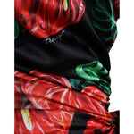 Dolce & Gabbana Black Shiny Silk Floral Print Draped Dress DR28989-44