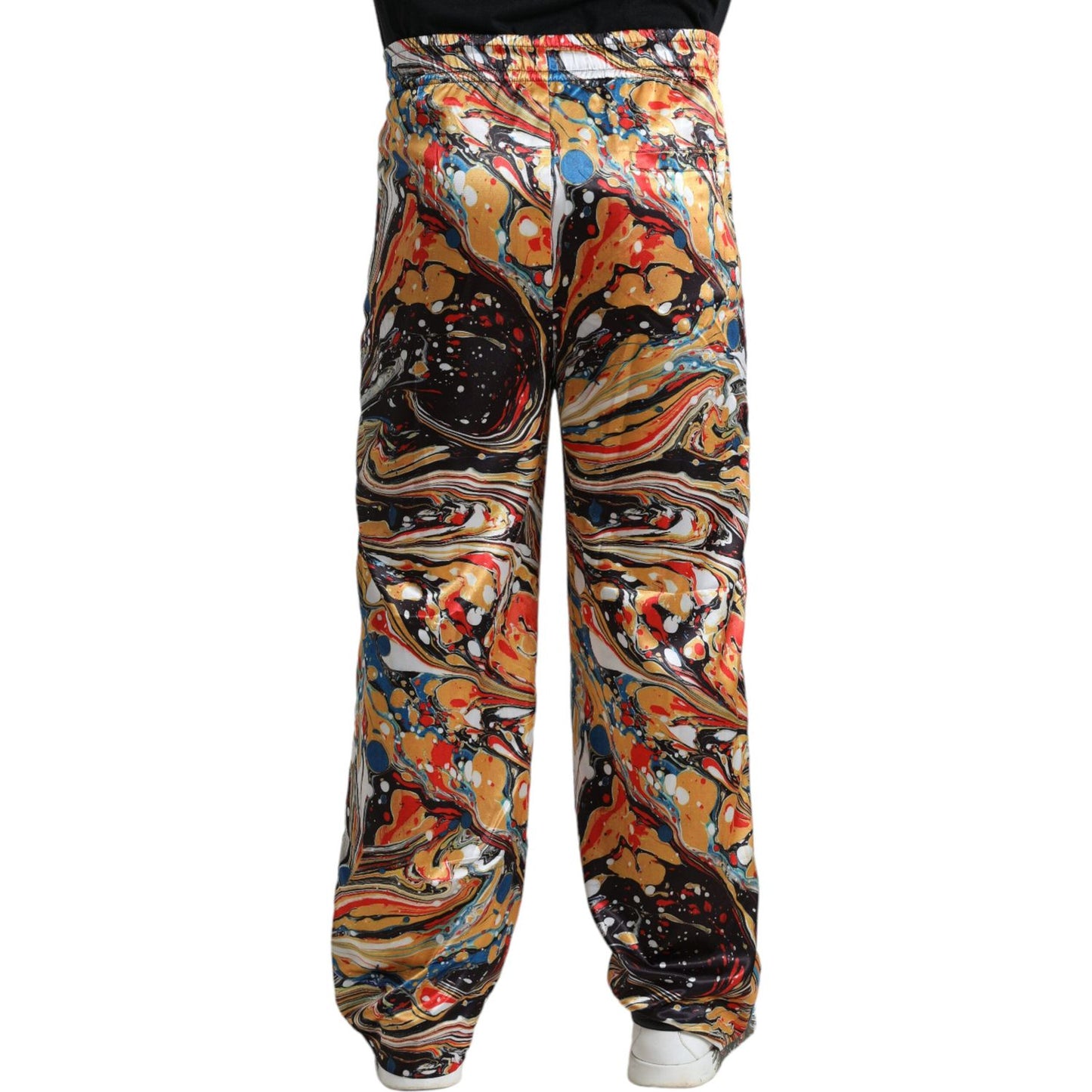 Dolce & Gabbana Multicolor Marble Print Satin Pants PAN74867-46
