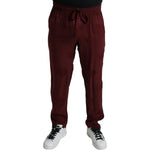 Dolce & Gabbana Maroon Crown Pattern Silk Pajama Pants PAN74880-46