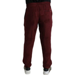 Dolce & Gabbana Maroon Crown Pattern Silk Pajama Pants PAN74880-46