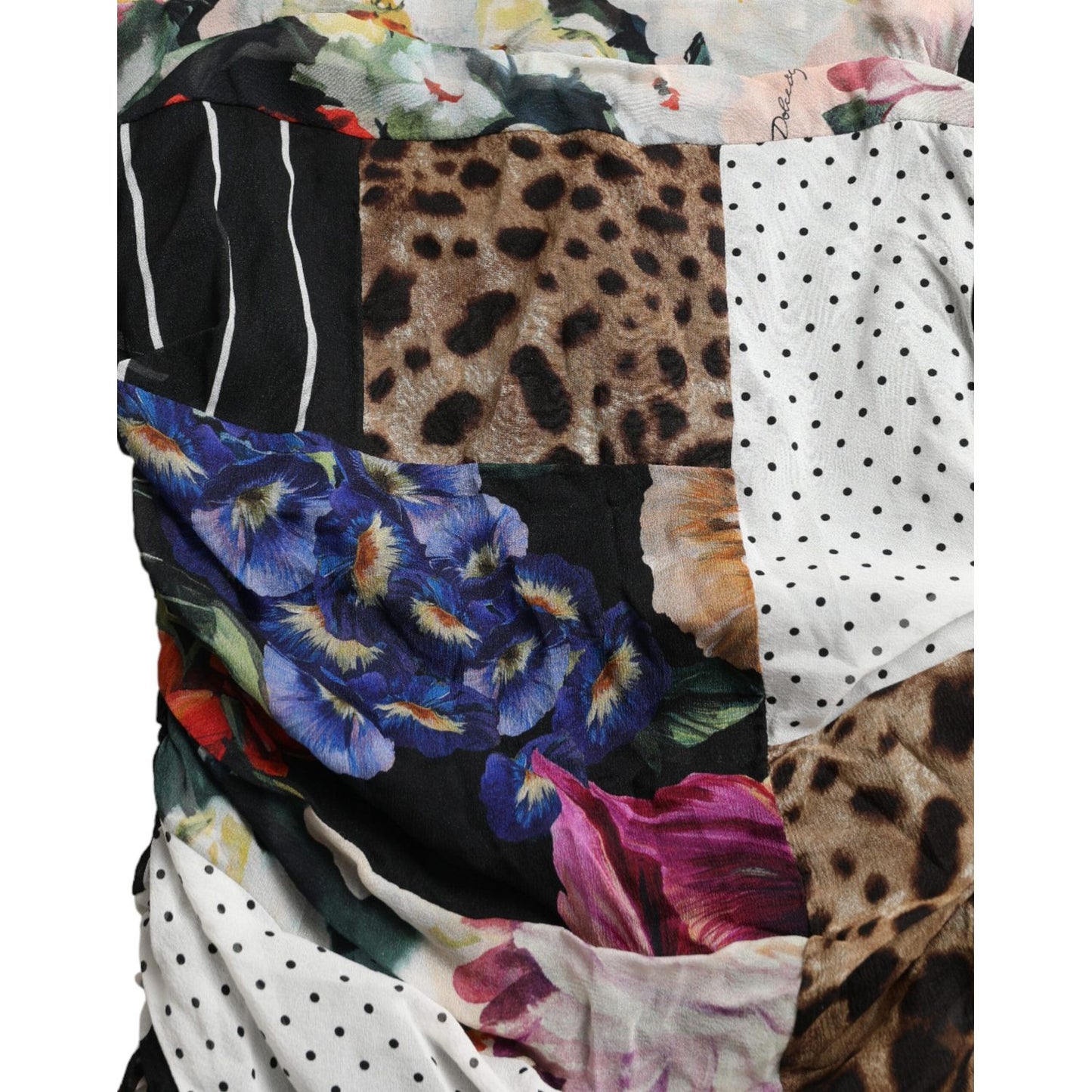 Dolce & Gabbana Multicolor Patchwork Midi Floral Leopard Bodycon Dress DR28960-40