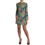 Dolce & Gabbana Multicolor Geometric Print Silk Crystals Midi Dress DR28975-40