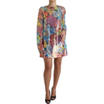 Dolce & Gabbana Multicolor Floral Sequined Shift Mini Dress DR28978-40