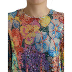 Dolce & Gabbana Multicolor Floral Sequined Shift Mini Dress DR28978-40