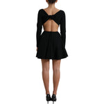 Dolce & Gabbana Black Viscose Cut Out A-line Long Sleeves Mini Dress DR28992-40