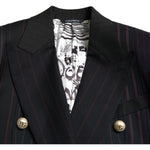 Dolce & Gabbana Black Striped SICILIA Double Breasted Jacket JKT3730-44
