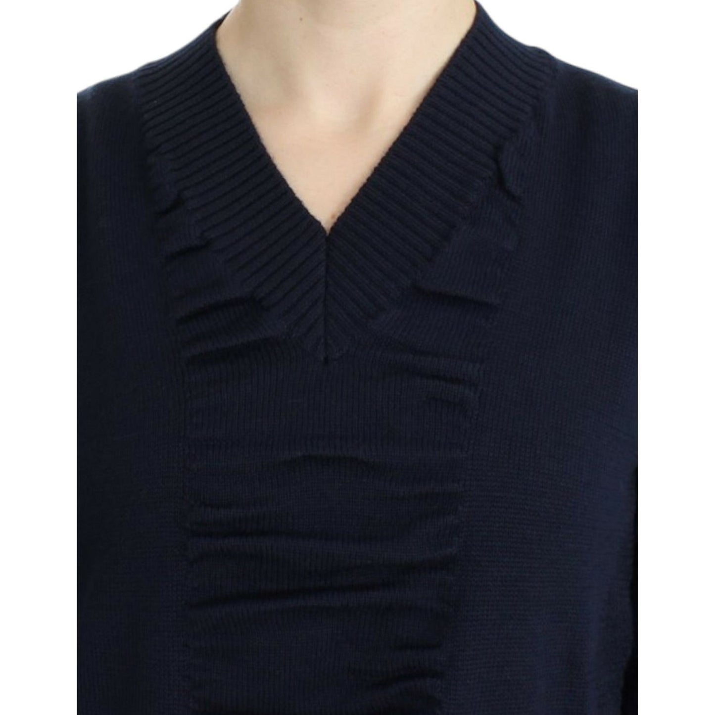 Costume National Dark blue V-neck wool sweater SIG12054-2
