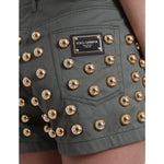Dolce & Gabbana Green Embellished Cotton High Waist Hot Pants Shorts PAN74900-40