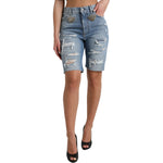 Dolce & Gabbana Blue Tattered Embellished Bermuda Shorts PAN74919-40