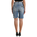 Dolce & Gabbana Blue Tattered Embellished Bermuda Shorts PAN74919-40