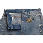 Dolce & Gabbana Blue Tattered Embellished Bermuda Shorts PAN74919-40